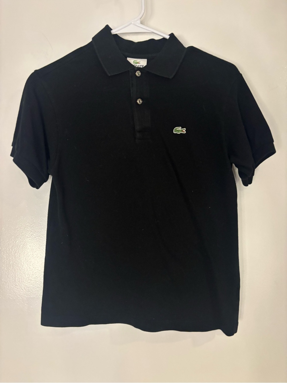 Lacoste Kids Black Polo with Green Crocodile Logo